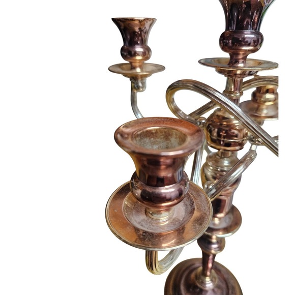 Vintage 5-Arm Candelabra Candle Holder Antique Shaving Stand Silver-Plated Metal - Picture 4 of 9